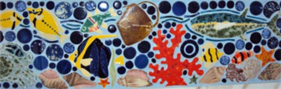 Pantone Blue Concrete Pigment in White Grout