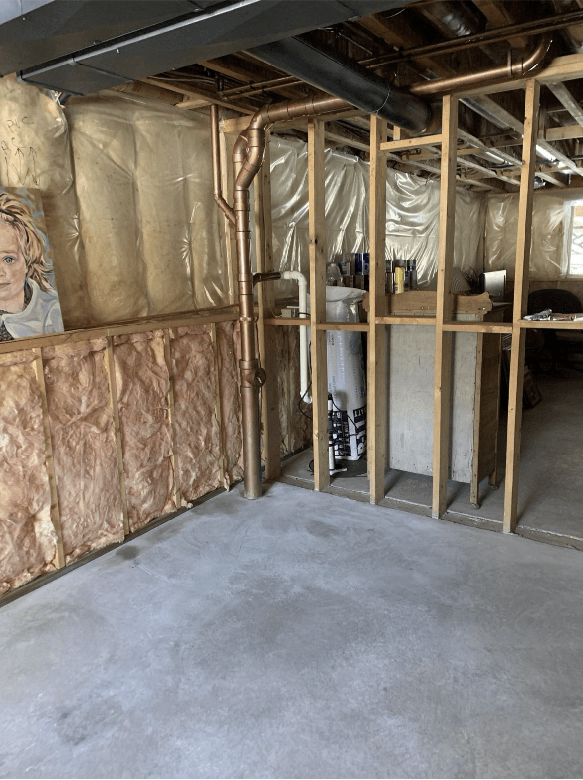 Machine Troweled Concrete Basement Floor