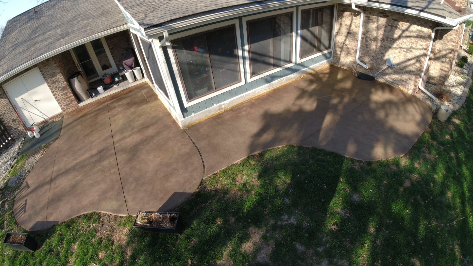 Black. Seagrass & Shifting Sand EverStain on Concrete Patio