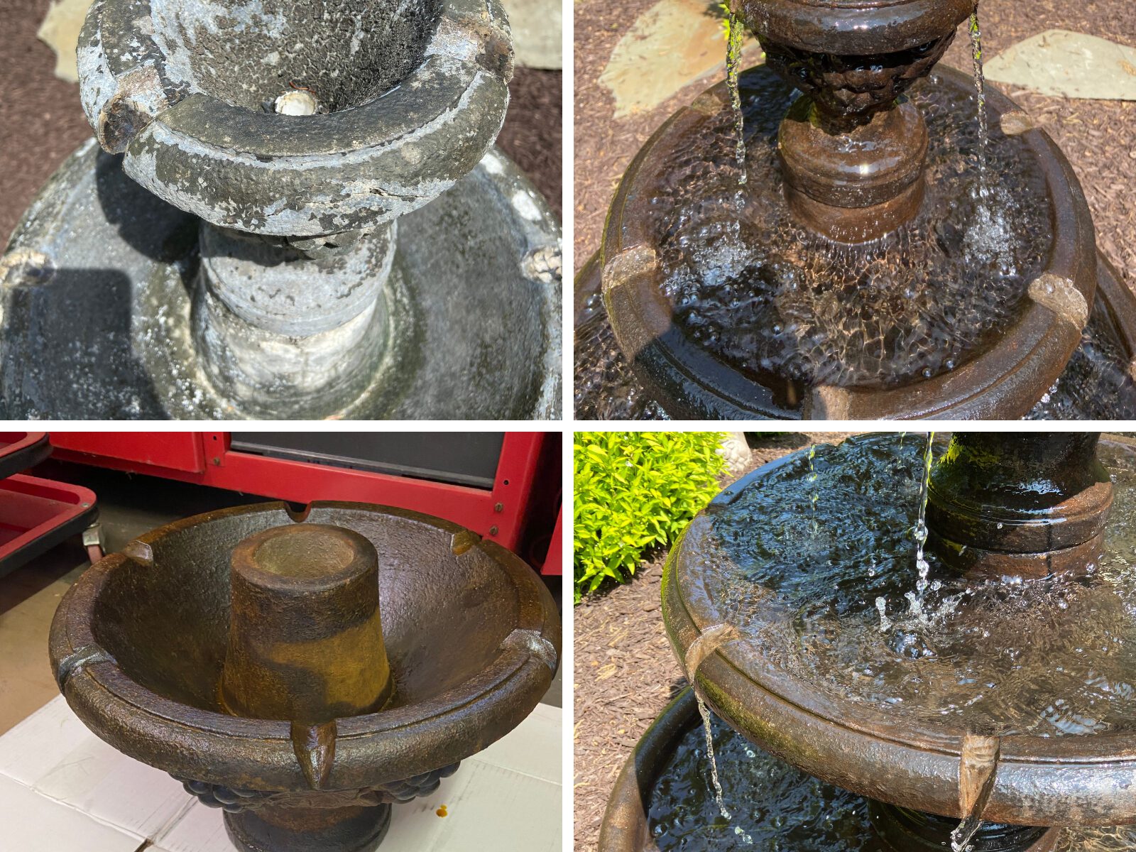 Staining concrete fountain
