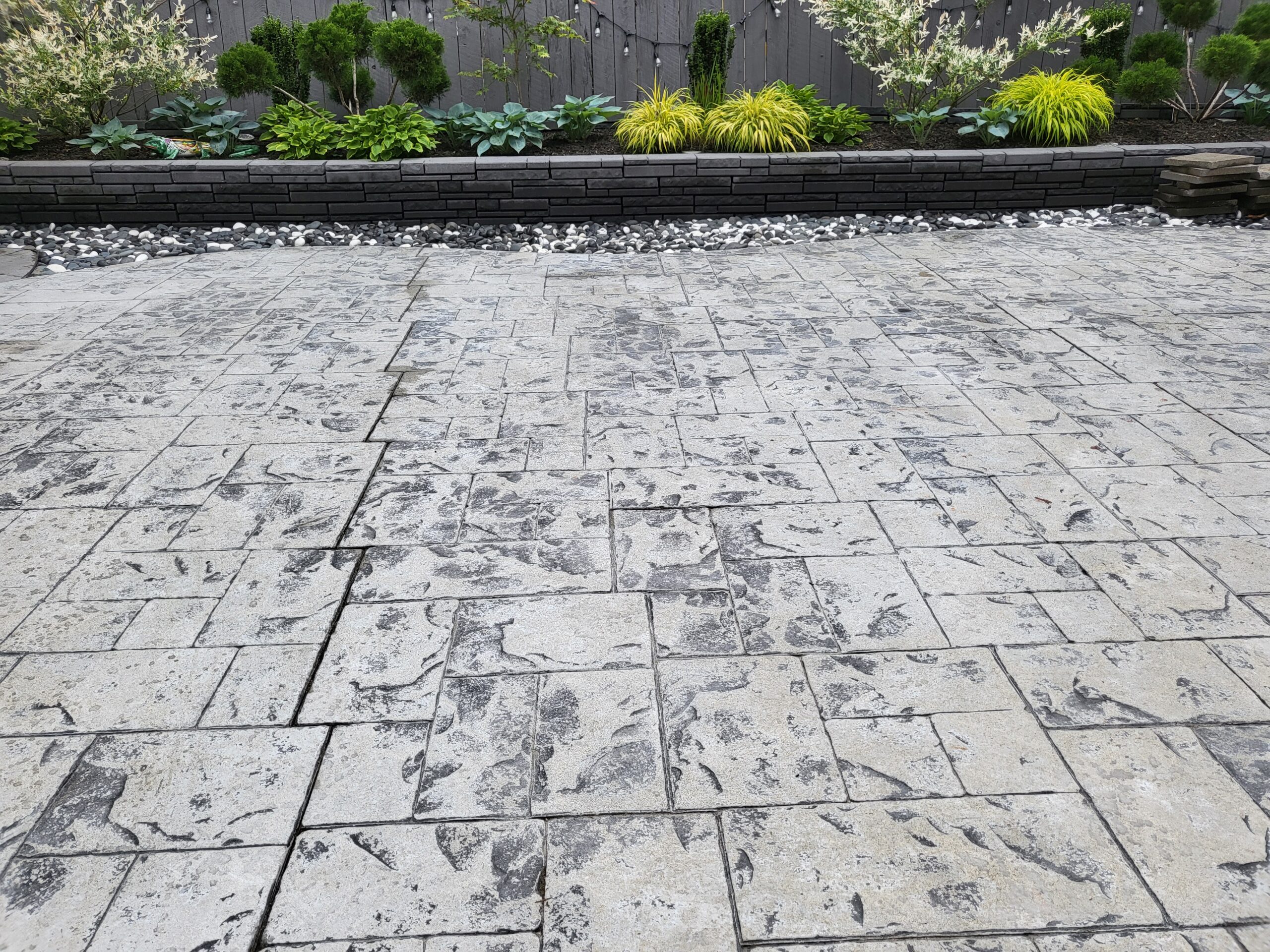 Faded and old concrete patio floor