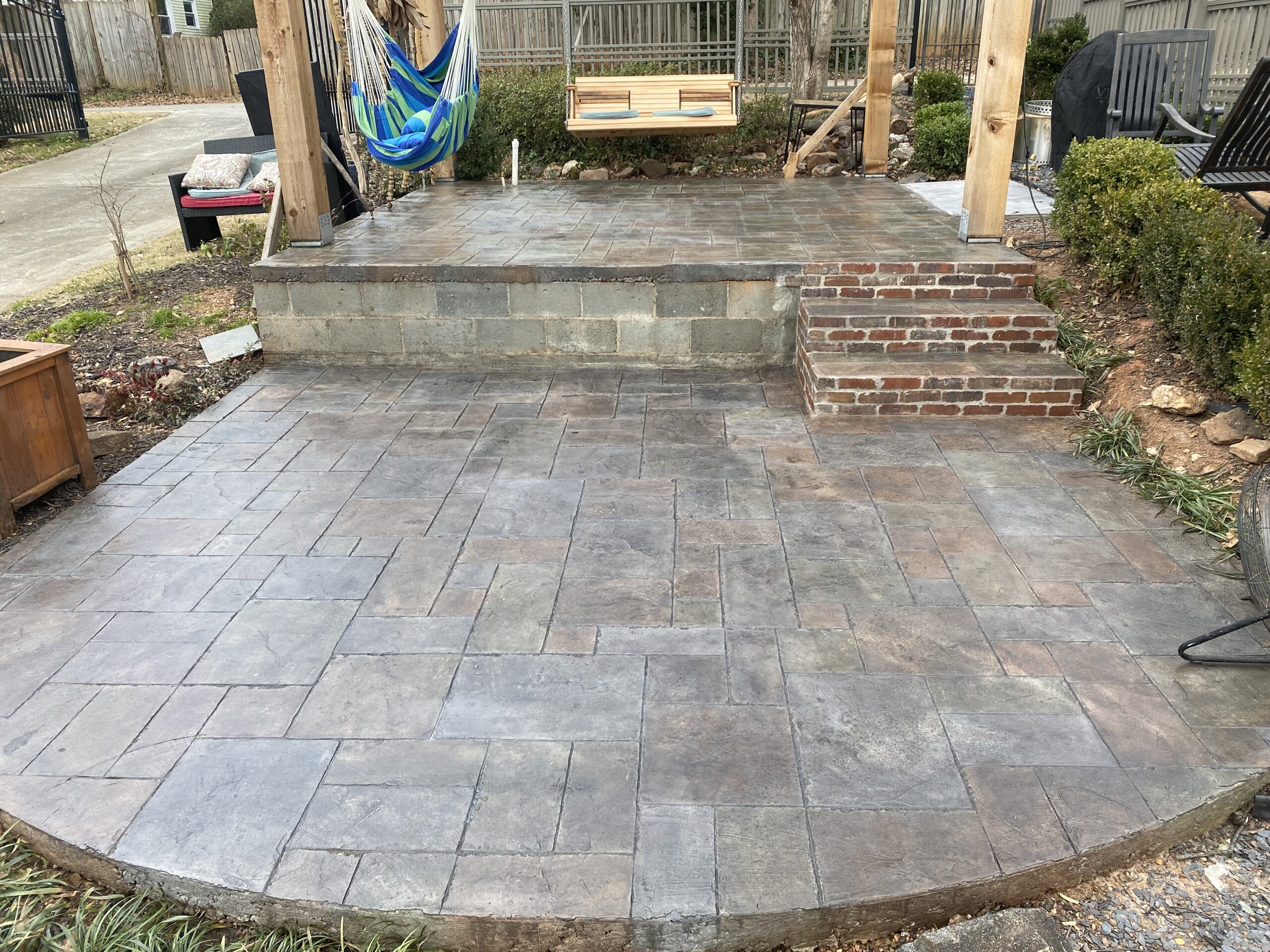 Antiquing+Stamped+Concrete+Patio+Driftwood+Fern-Green+Russet+After