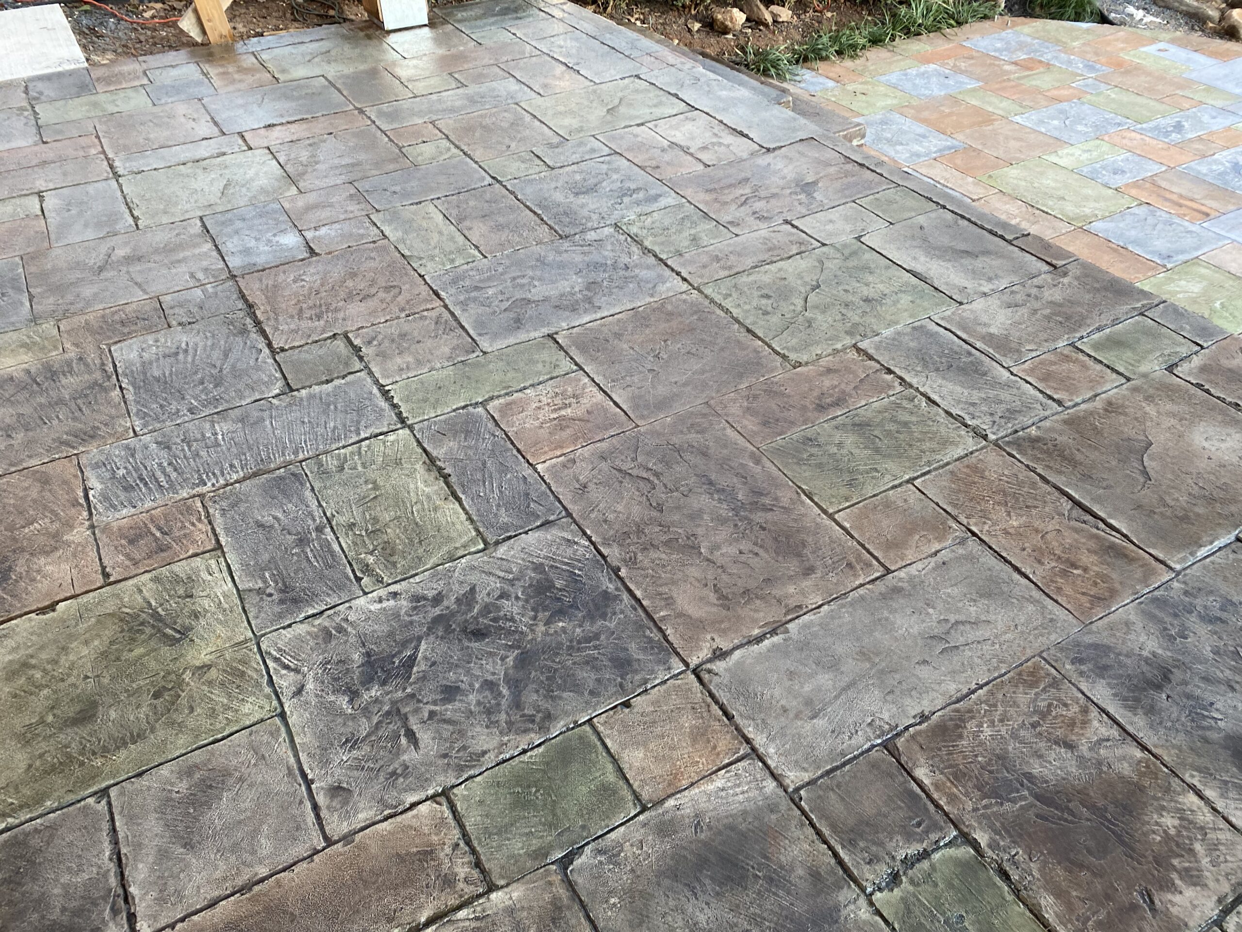 Faux slate look using charcoal, fern green, driftwood & russet Antiquing stain colors