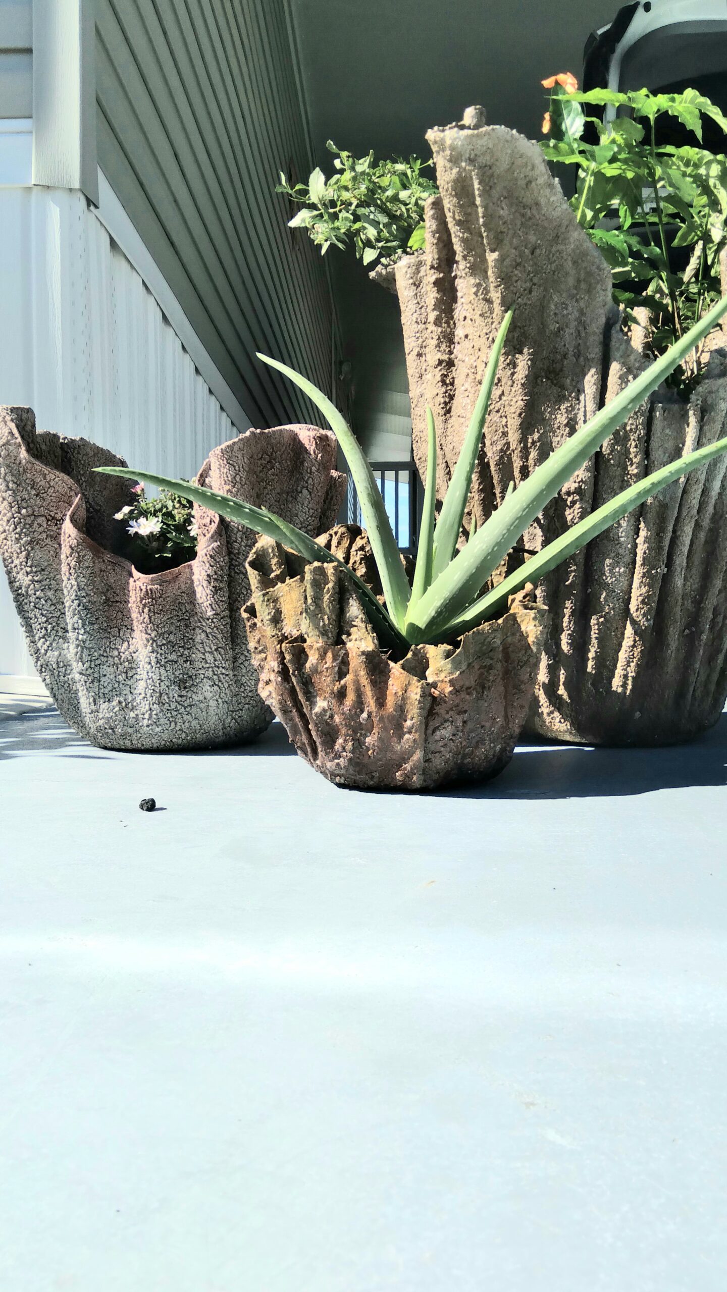 Bath towels soaked in concrete mixture finished with Driftwood, Charcoal, Cinnabar & Plum AcquaTint