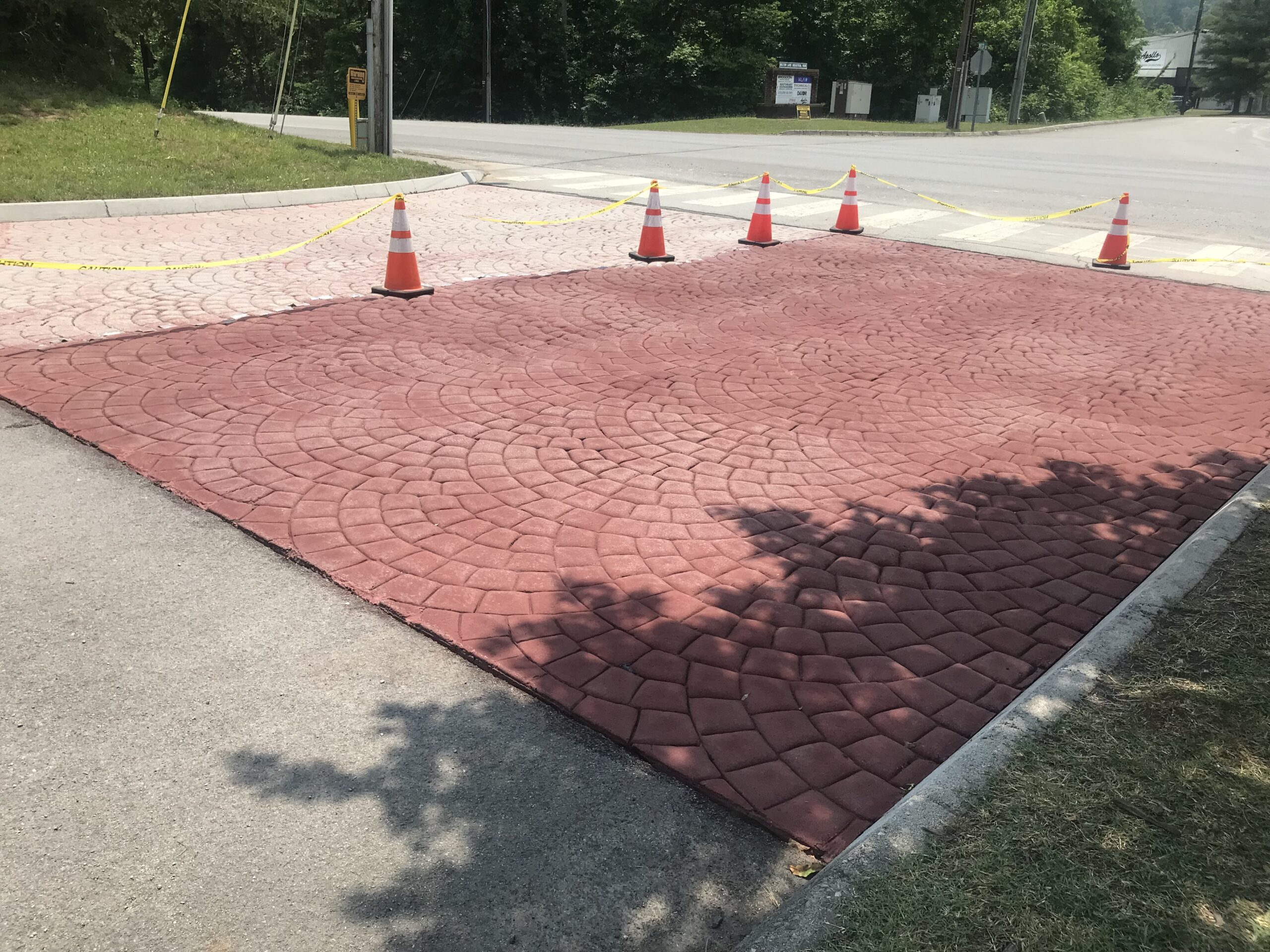 Revitalized entrance pavers with a vibrant Cinnabar Portico stain