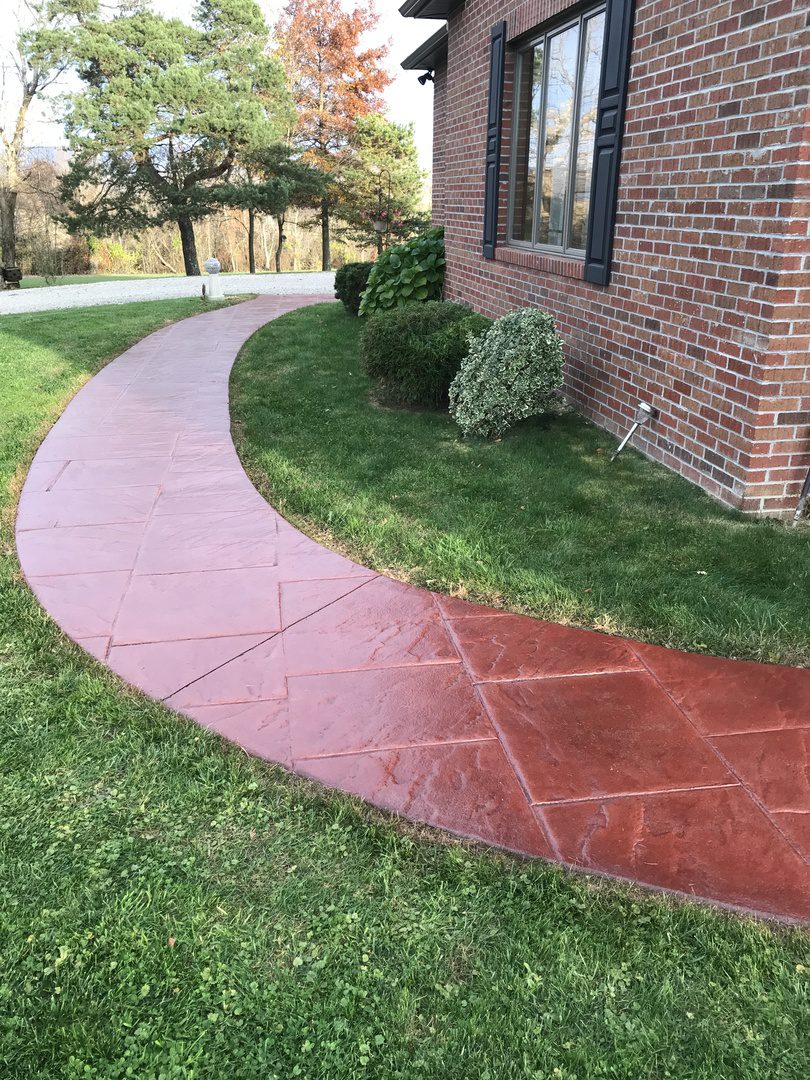 Side pathway enhanced with the deep, warm tones of Cinnabar stain