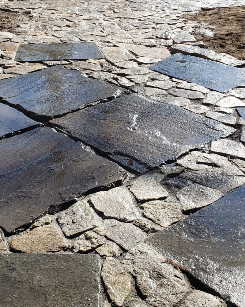 Charcoal stained natural stones