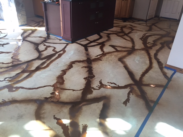 Black acid stain veining technique application