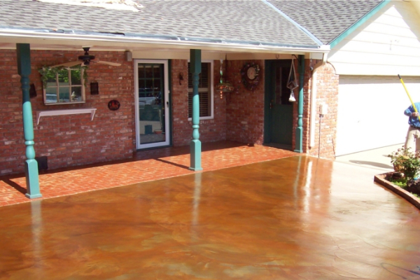 Cola and Shifting Sand EverStains on Hand Troweled Concrete Patio