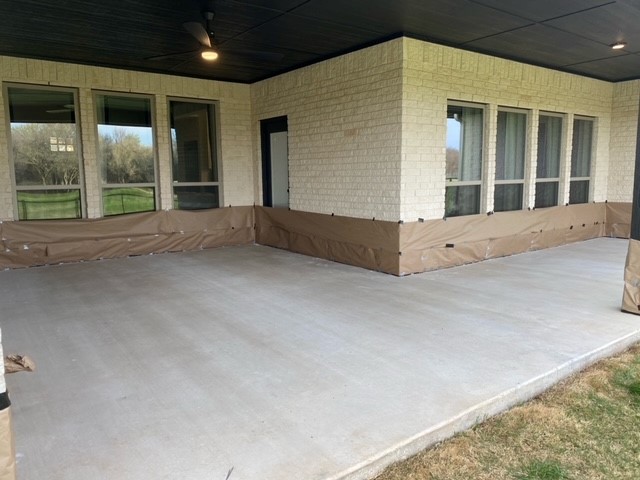 Clean and ready concrete patio, pre-stain application