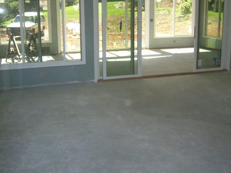 Unfinished concrete sunroom floor