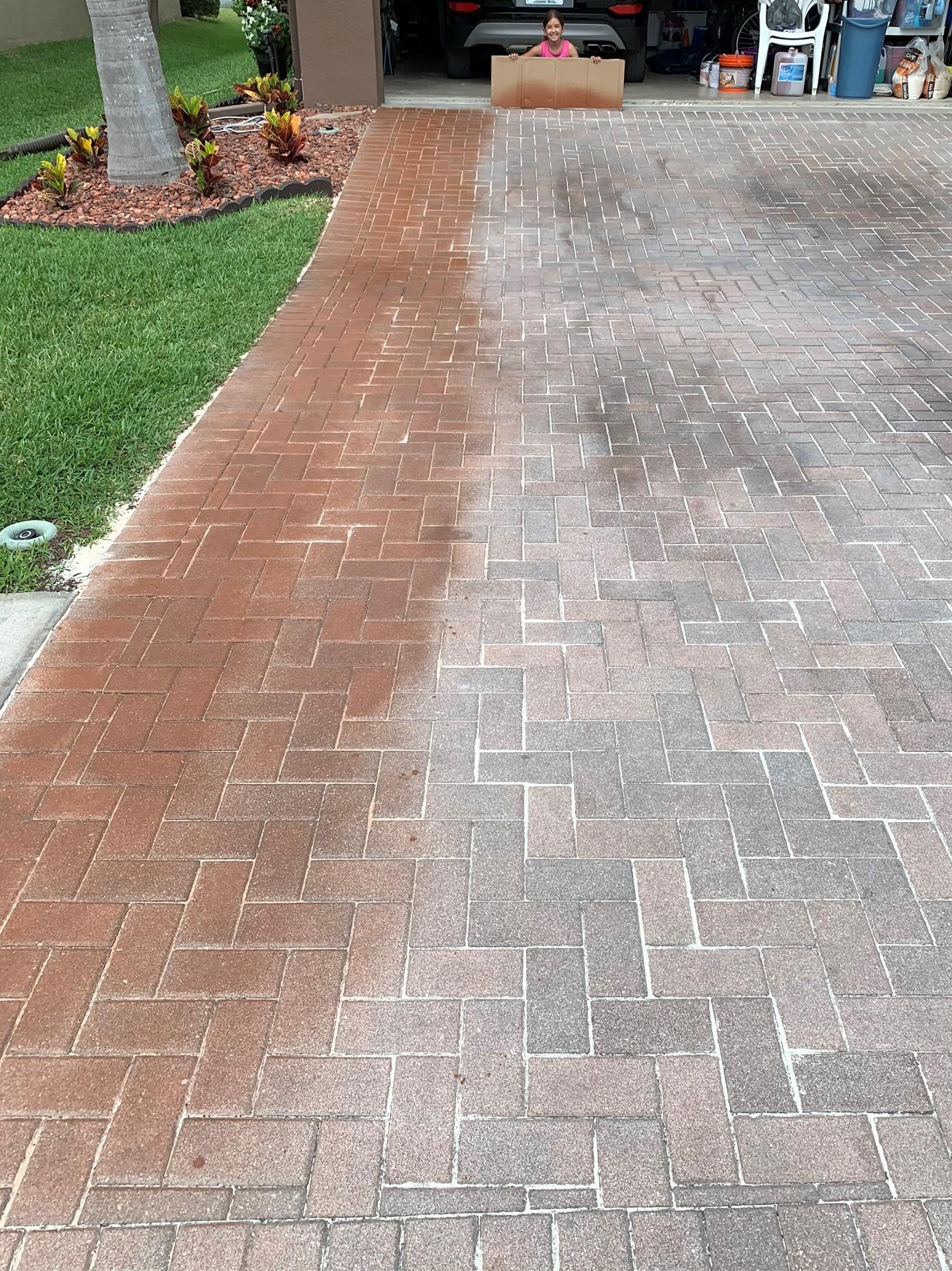 Russet EasyTint Application on Driveway Concrete Pavers