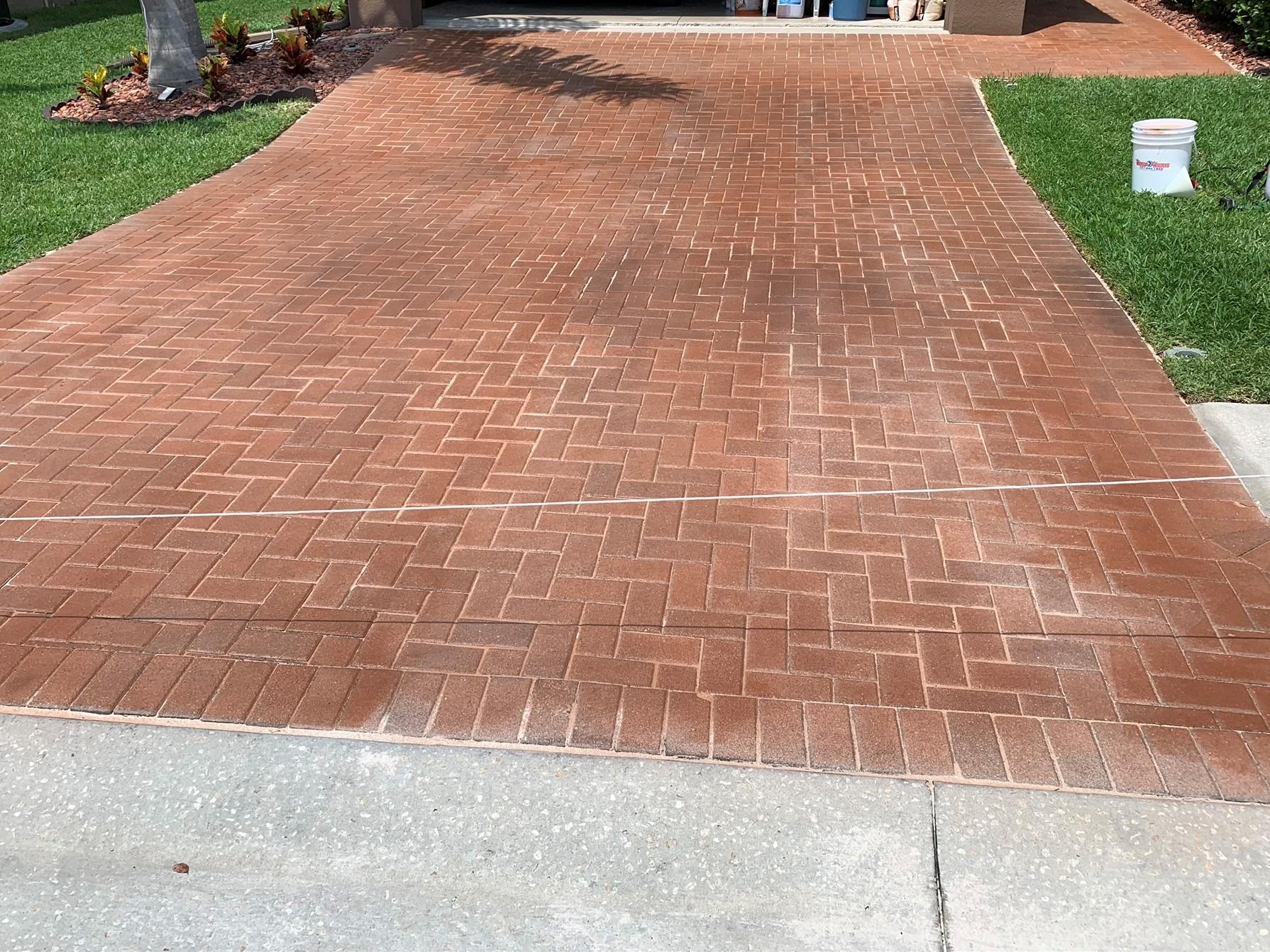 Russet EasyTint Application on Driveway Concrete Pavers