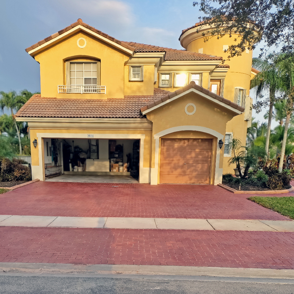 Crimson Portico Stain on Driveway Concrete Pavers