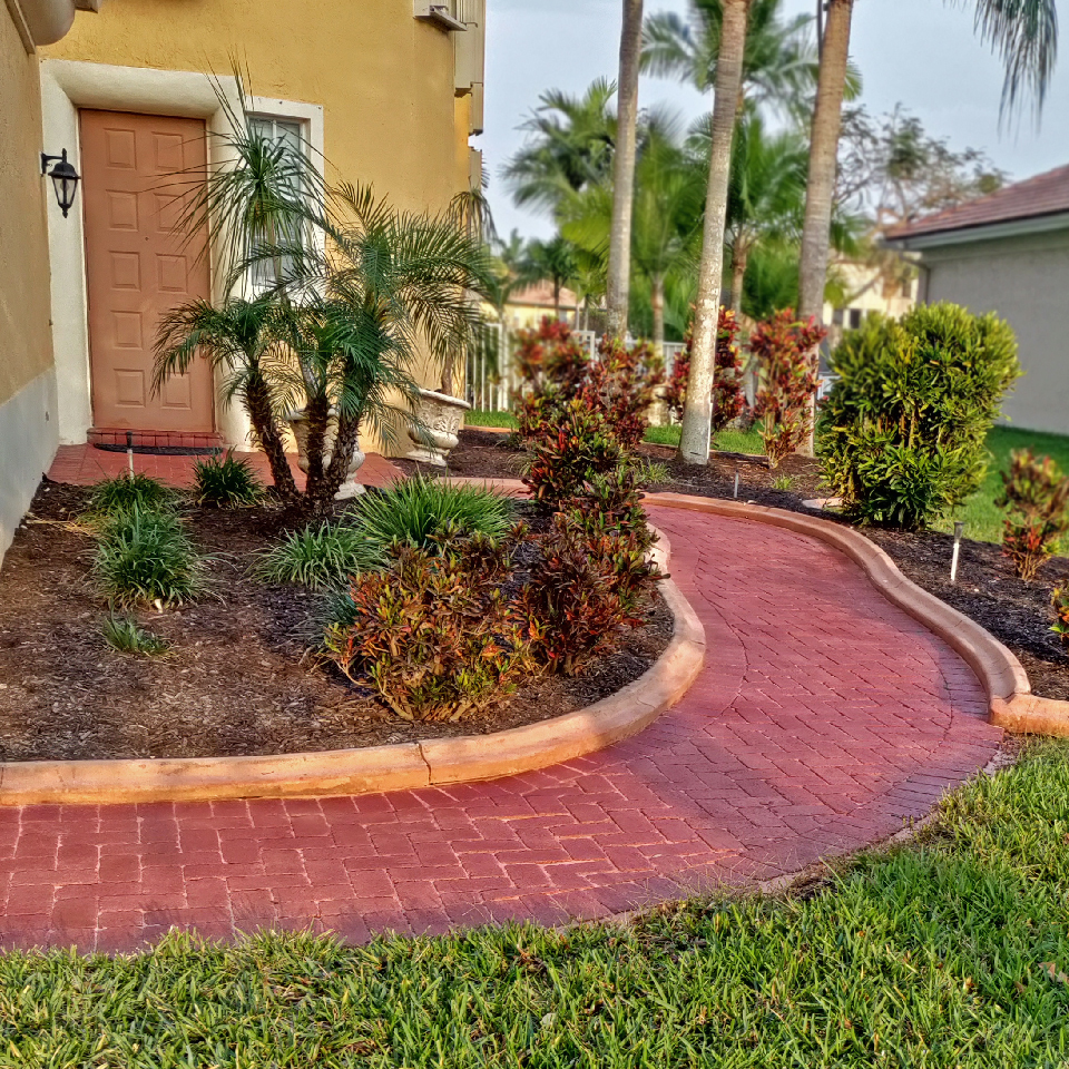 Crimson Portico Stain on Walkway Concrete Pavers