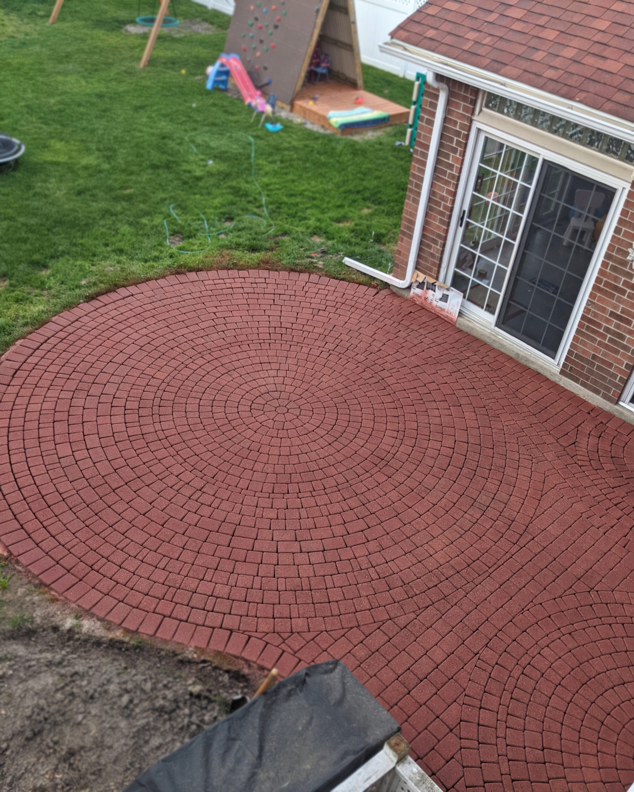 Crimson Portico Stain on Patio Concrete Pavers