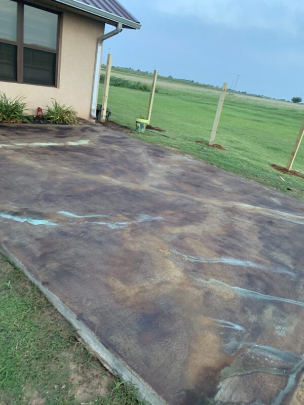 Azure Blue & Cola EverStain on Concrete Patio Floor