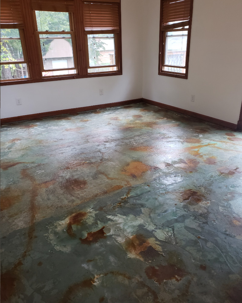 Azure Blue & Cola EverStain on Concrete Floor