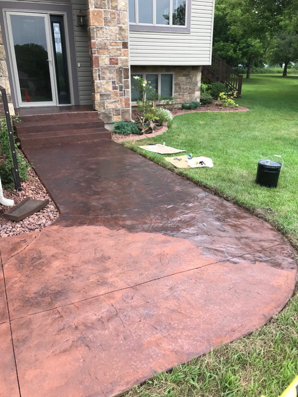 EasyTint is a semi-transparent stain, so the final color will depend on the original color of the concrete. Use trial kits to test the resulting color before starting your project