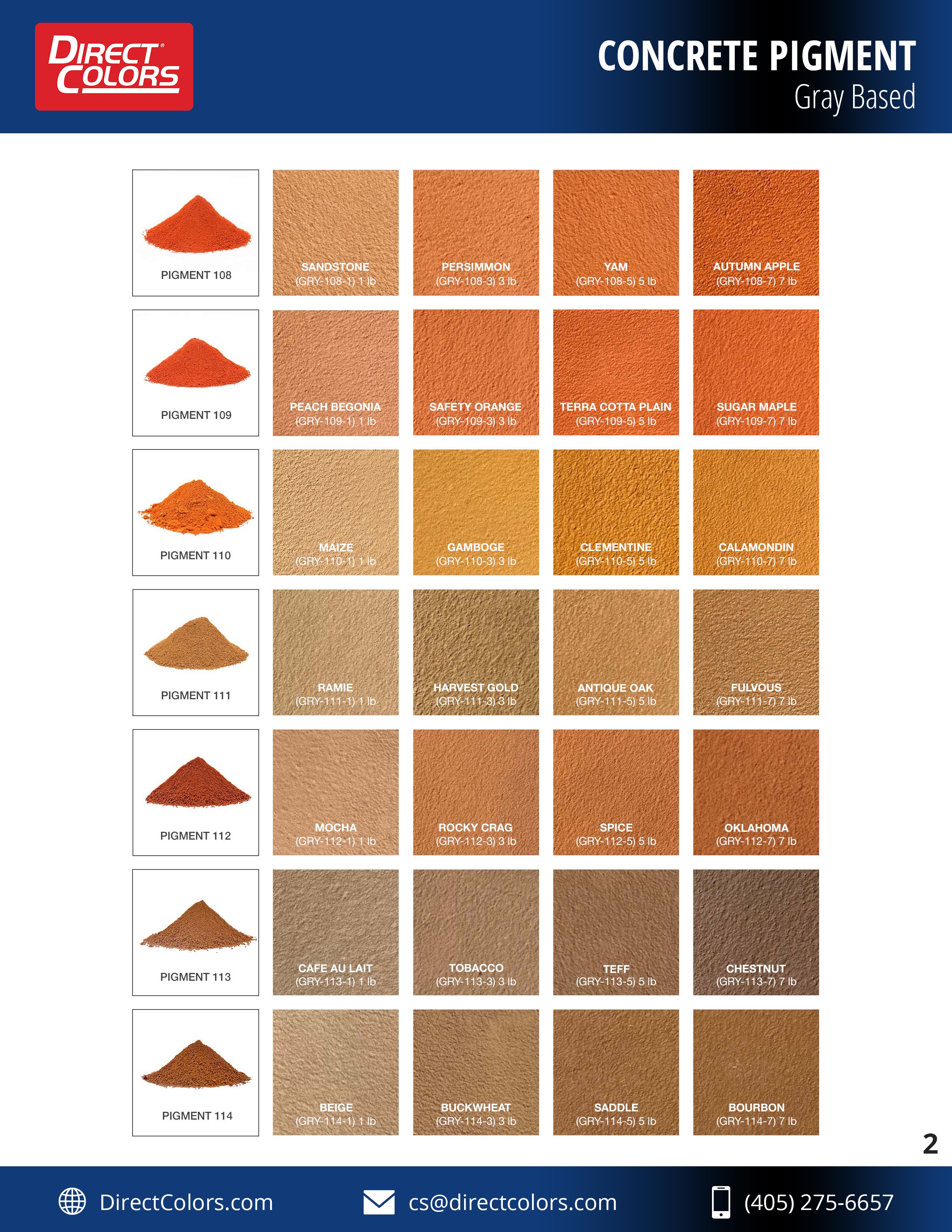 GRAY-BASED PIGMENTS - COLOR CHART