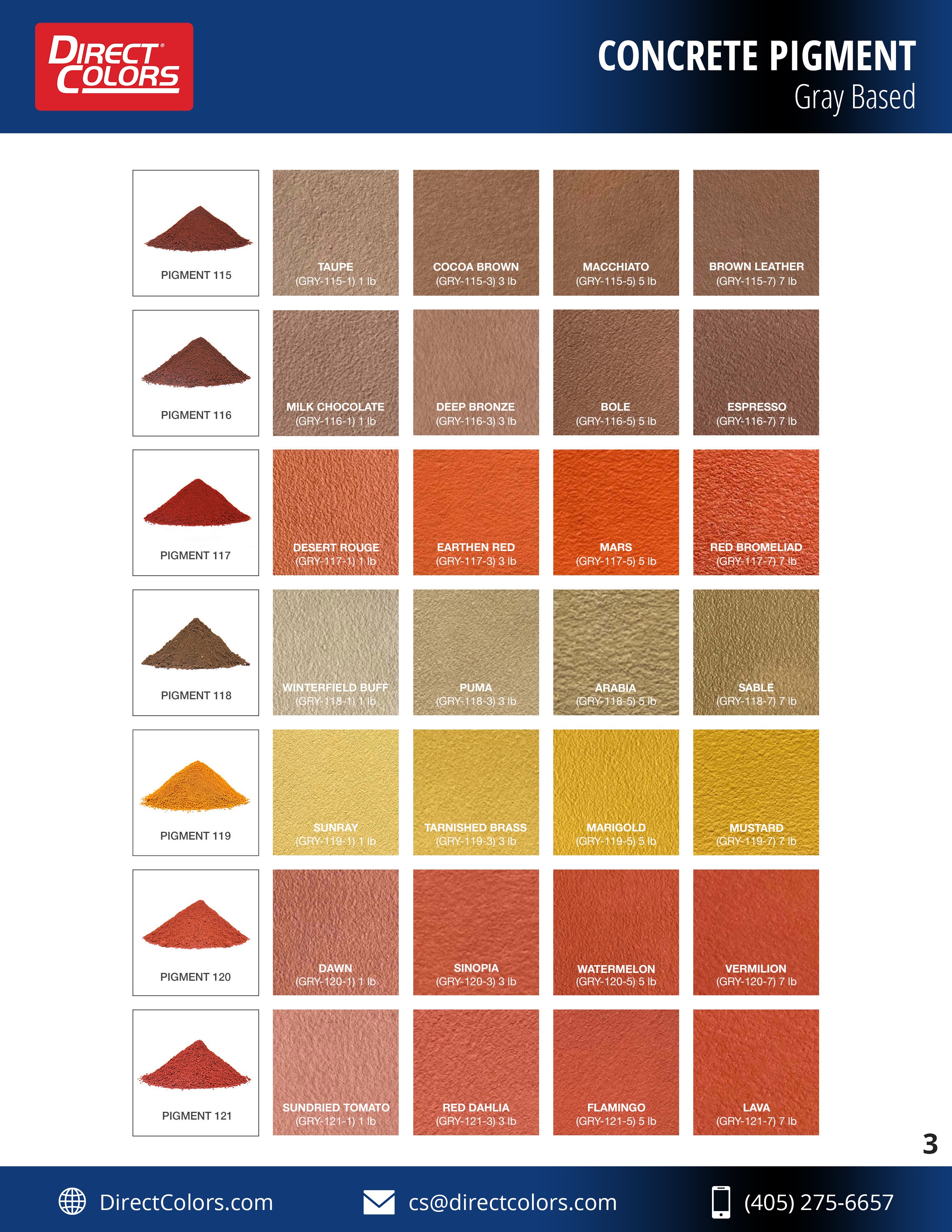 GRAY-BASED PIGMENTS - COLOR CHART