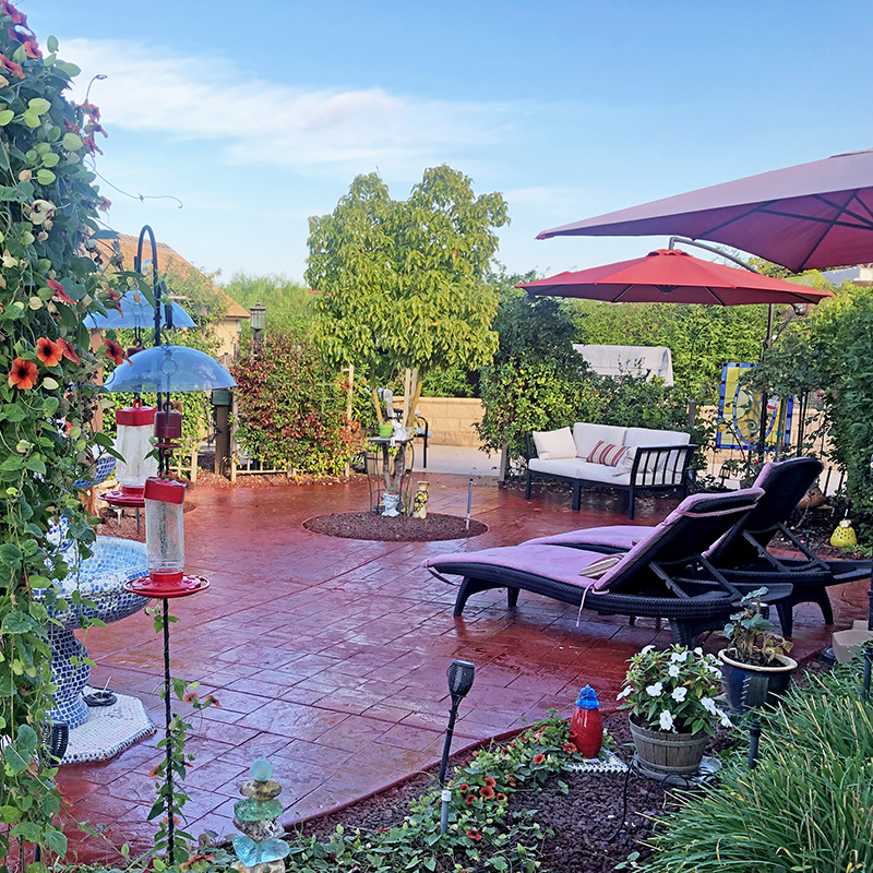 Crimson Antiquing Stained Stamped Concrete Patio