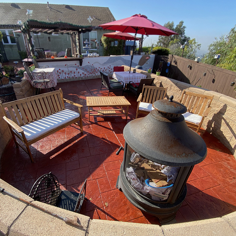 Crimson Antiquing Stained Stamped Concrete Patio