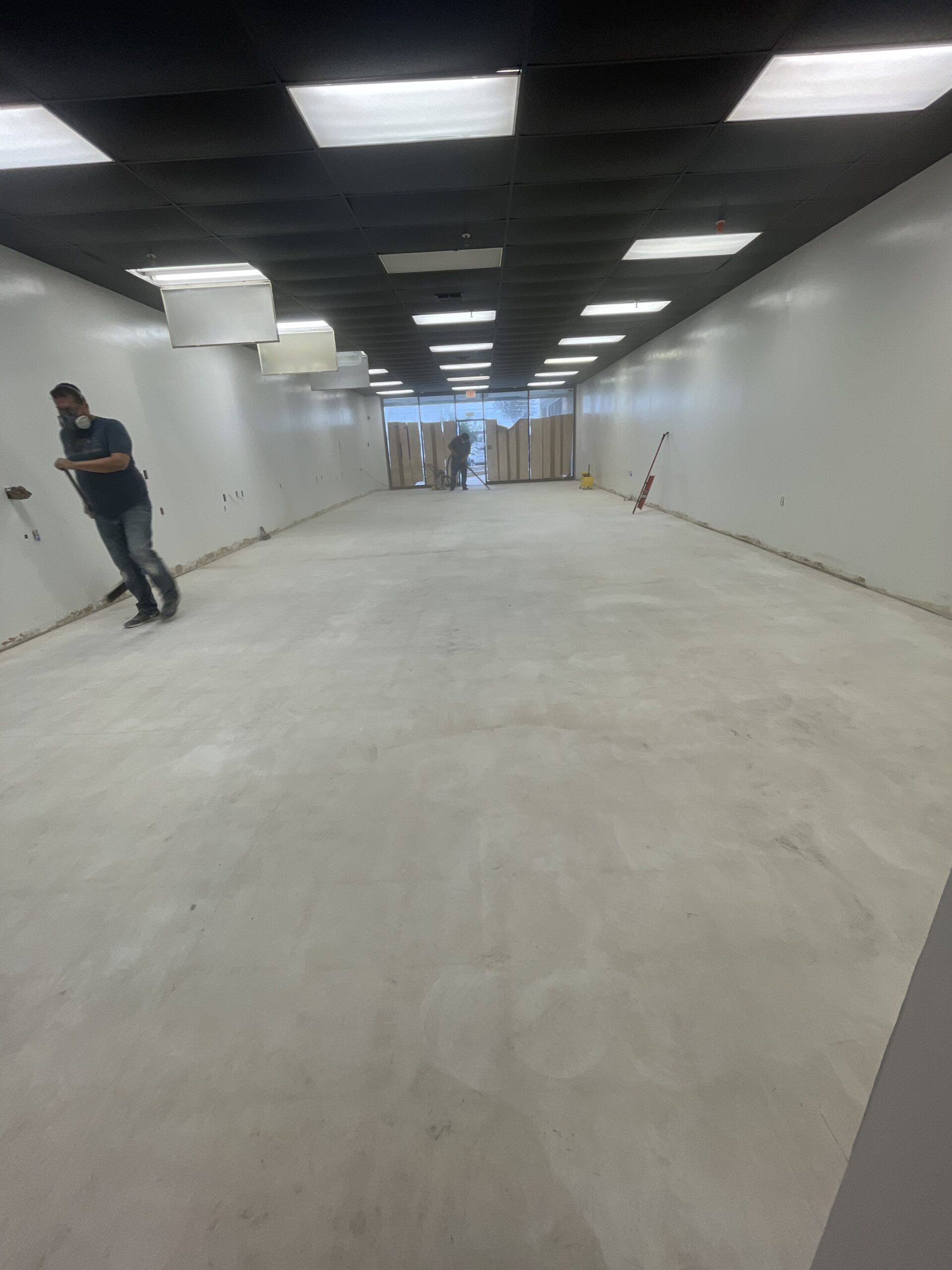 Image showing the thoroughly cleaned and fully dried concrete floor, prepped and ready for the application of Acquatint