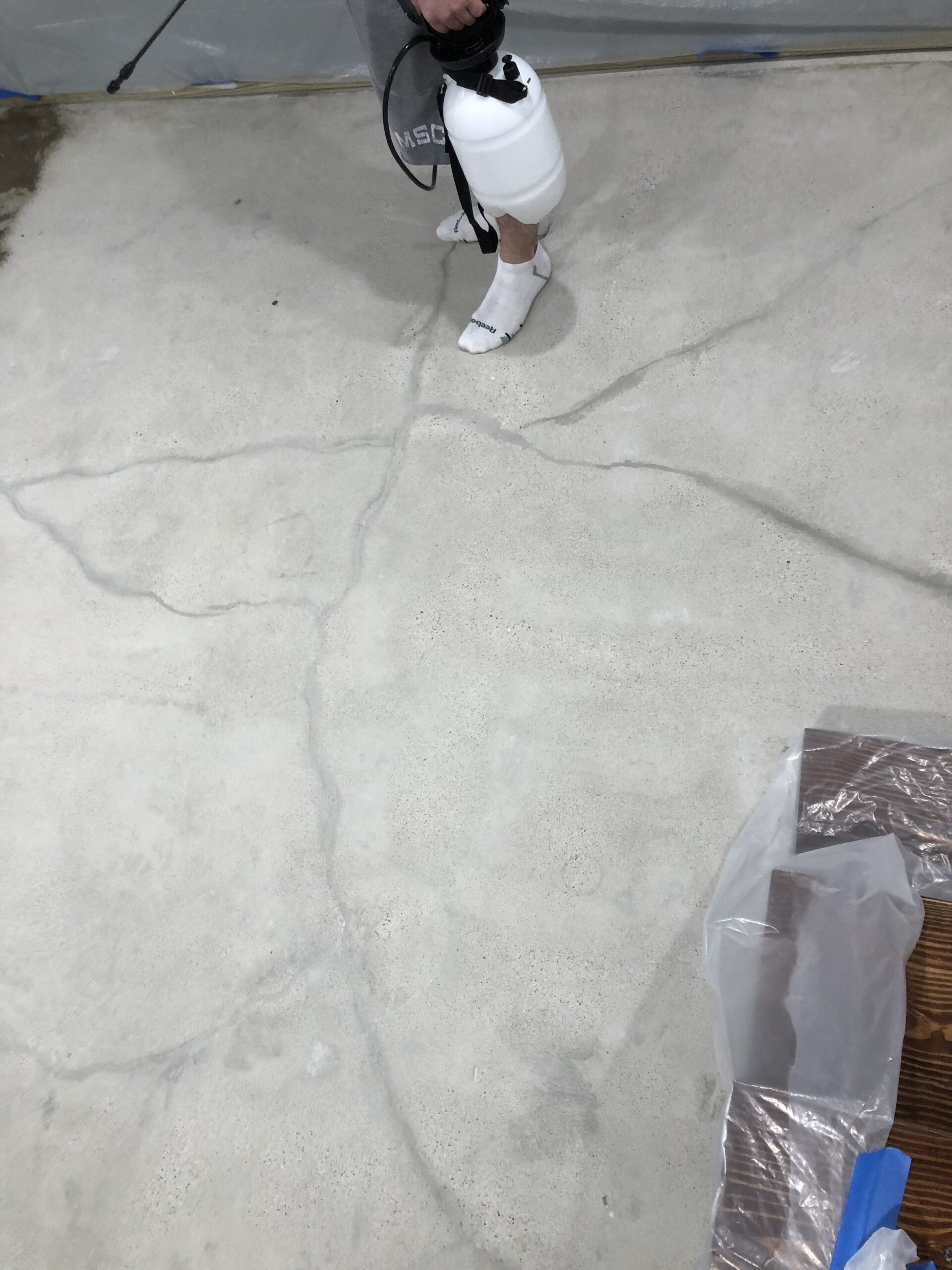 After grinding and patching up cracks