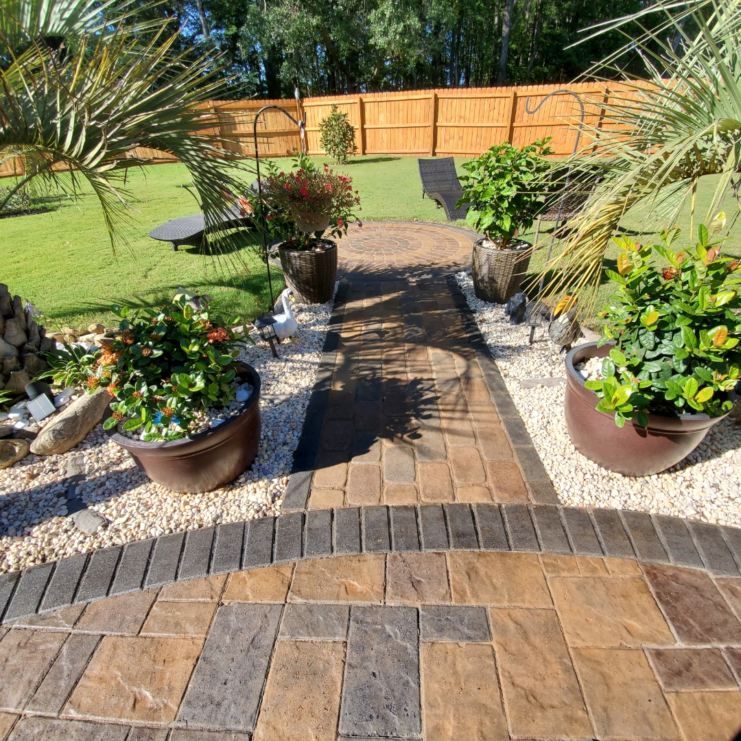 Black, Aztec Brown & Yukon Gold Antiquing Stains on Stamped Concrete