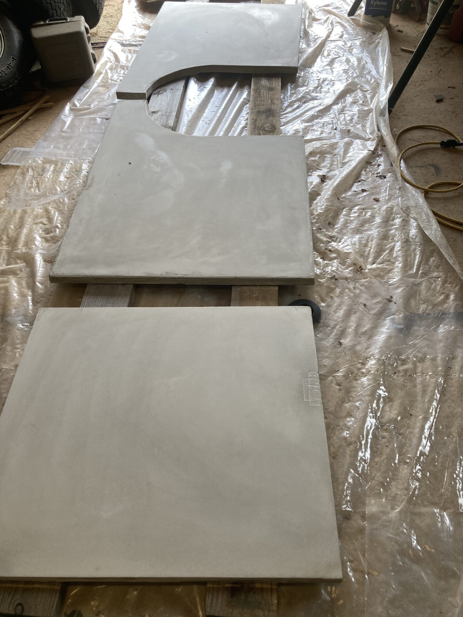 Freshly cured concrete slabs awaiting transformation