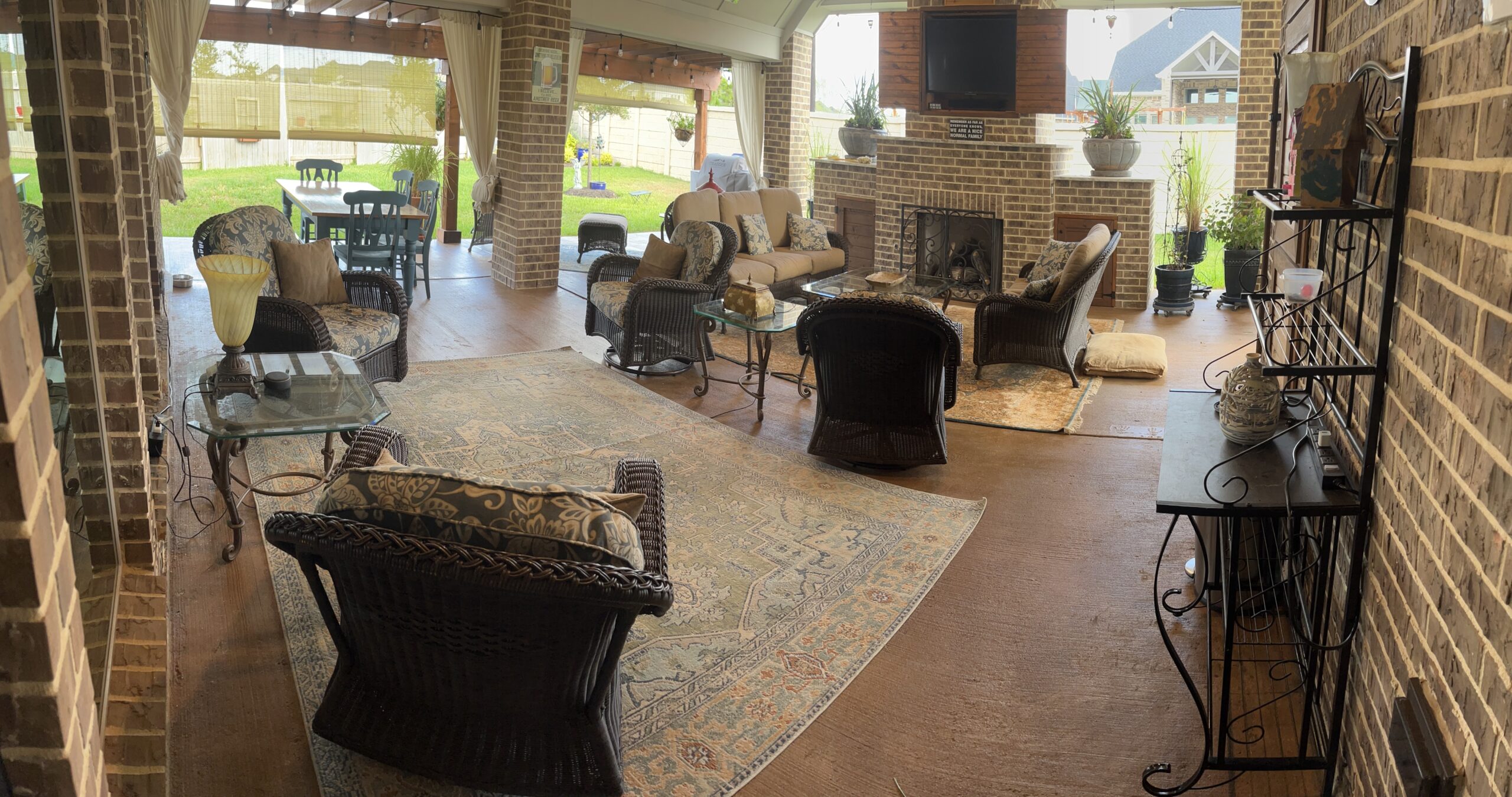 Cozy back porch after using Cafe Royale Antiquing™ Stain and EasySeal™ Satin Concrete Sealer