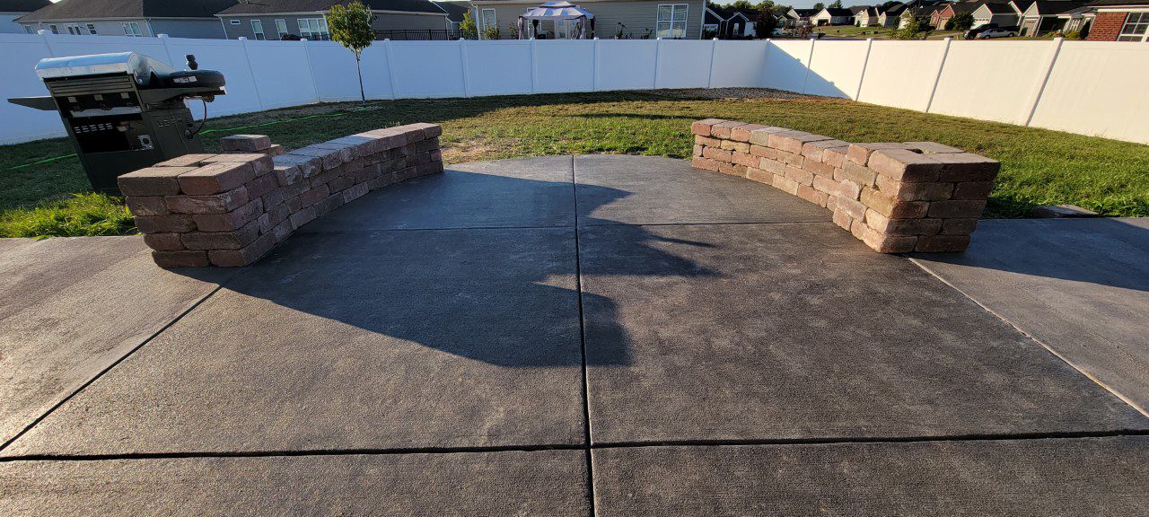 Extended patio after the initial application of EasyTint Gray stain