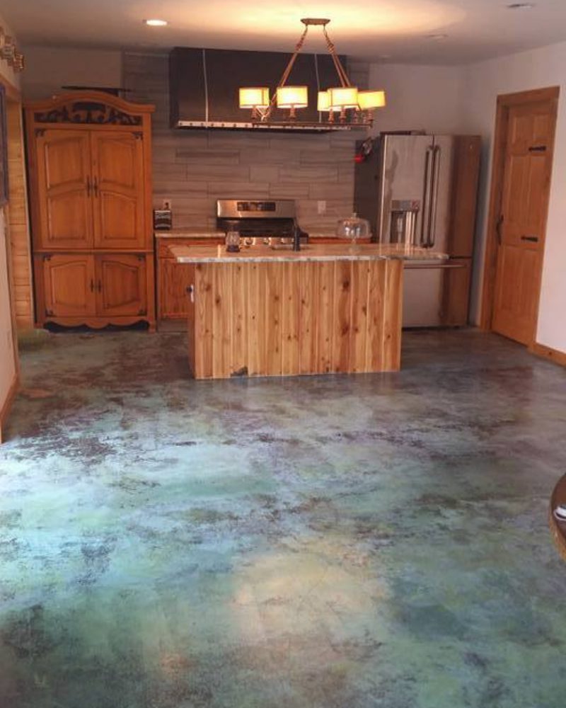 Final photo of the completed room, showing the beautifully stained floor adorned with coordinating furnishings