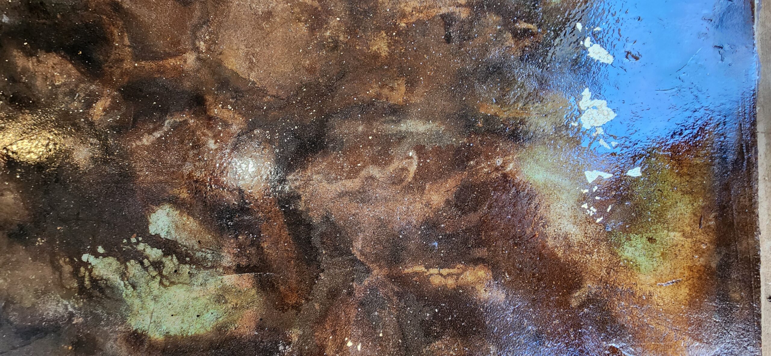 I added gold leaf to the floor to add some brightness