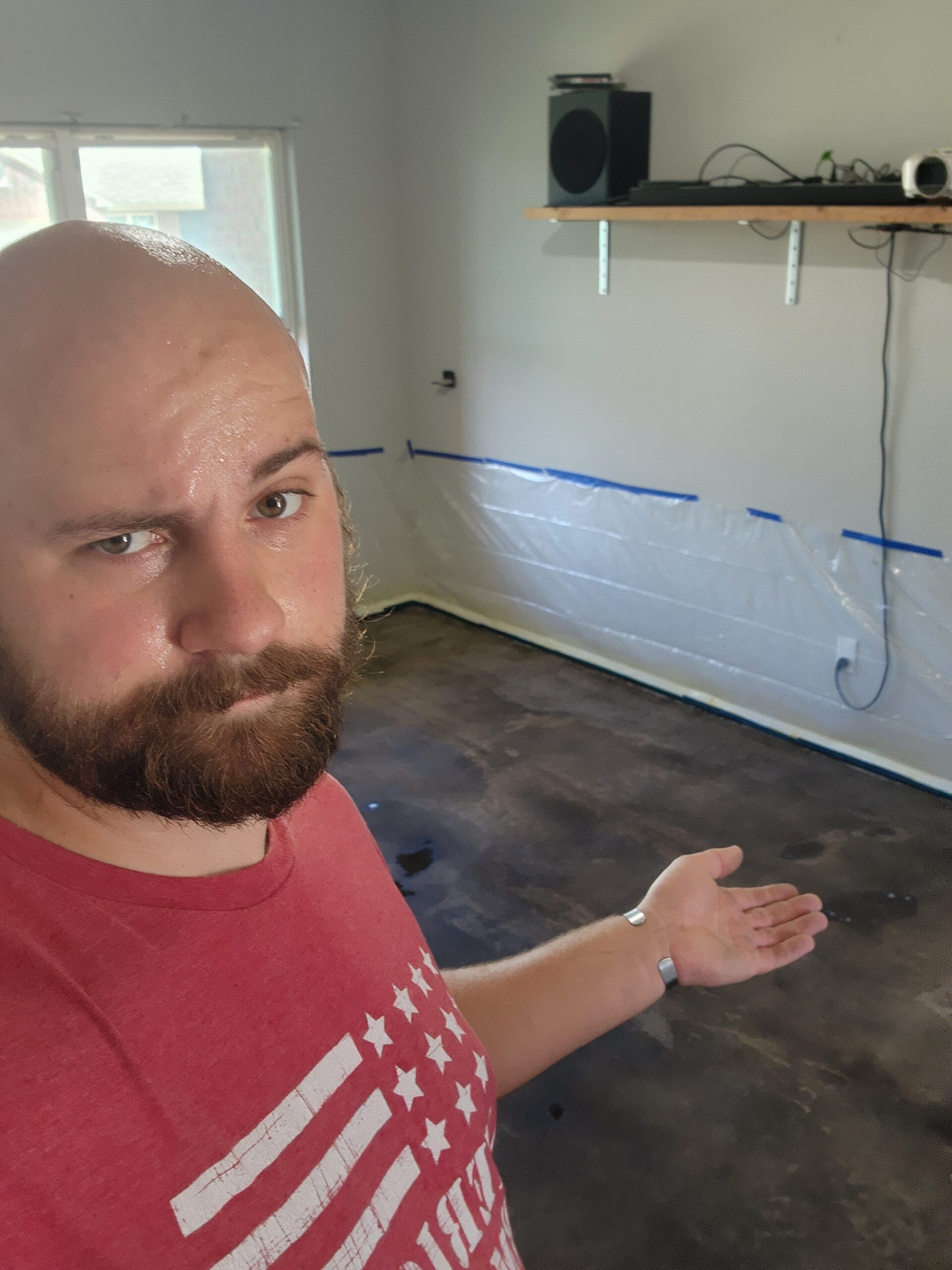 Allowing black acid stain to react