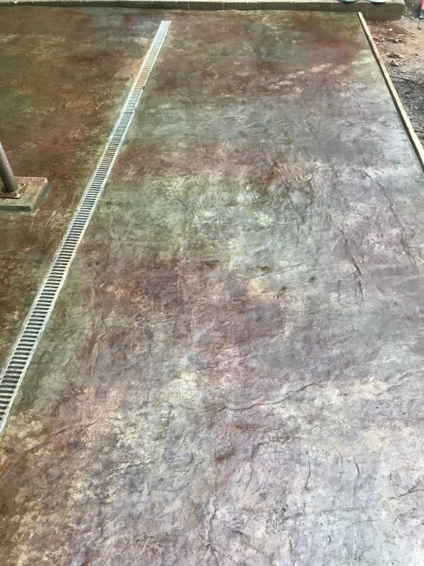 Water-based stained concrete patio