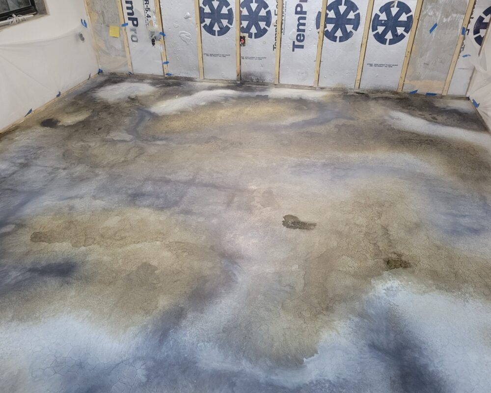 Dry Coats of Silver and Stone Gray ColorWave on Concrete Floor