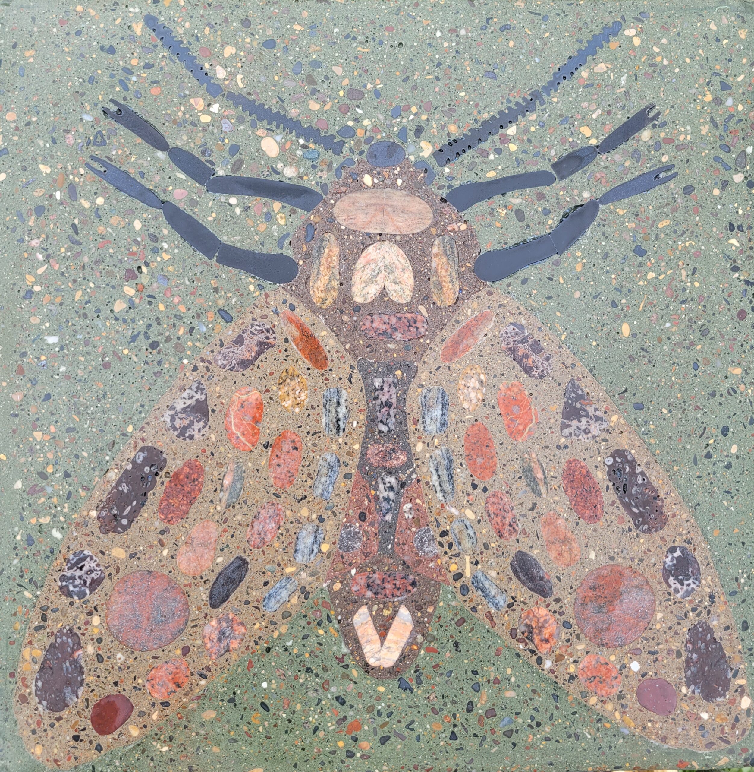 Mosaic concrete pigment paver design