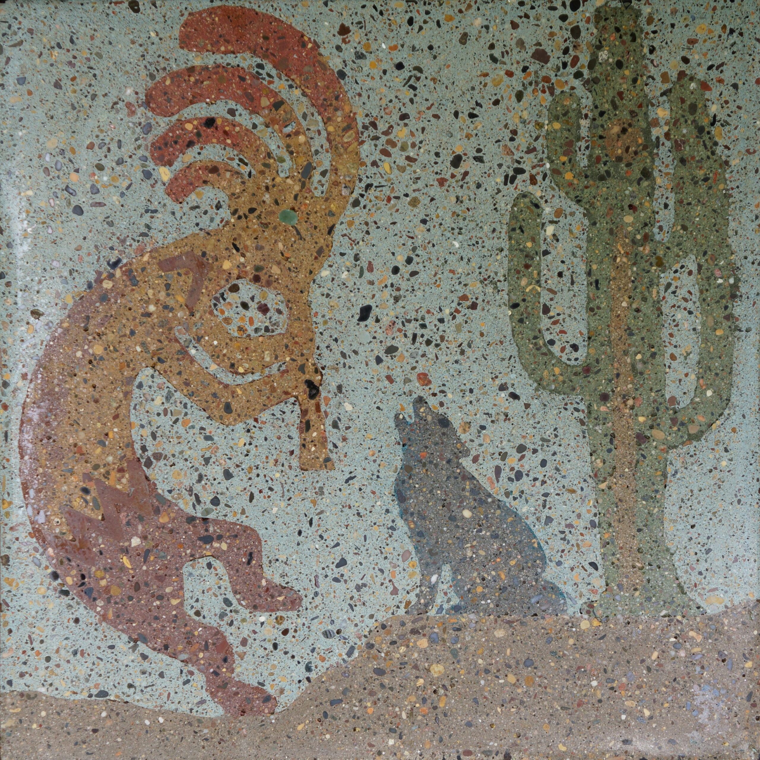 Mosaic concrete pigment paver design