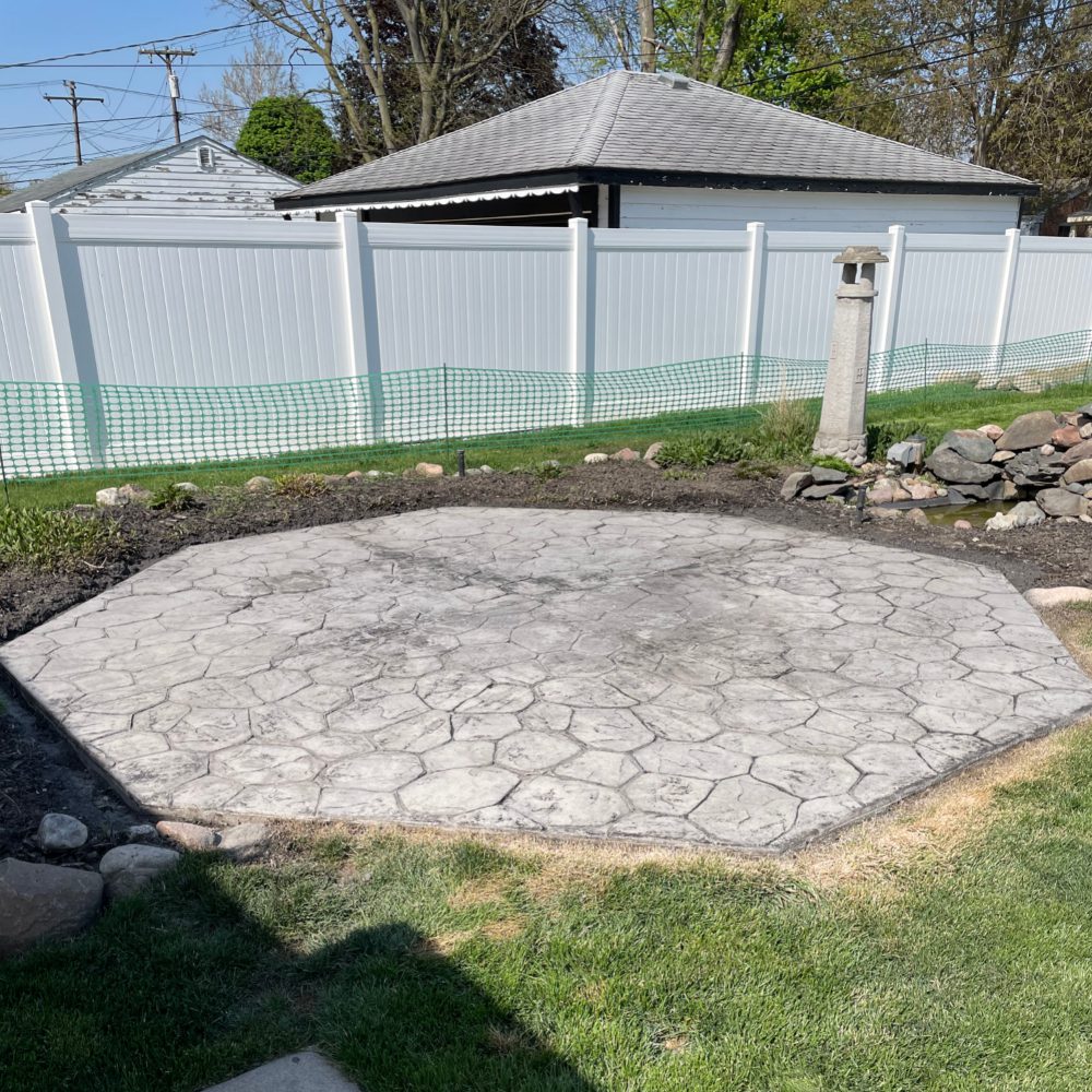Neglected and color-faded patio before restoration