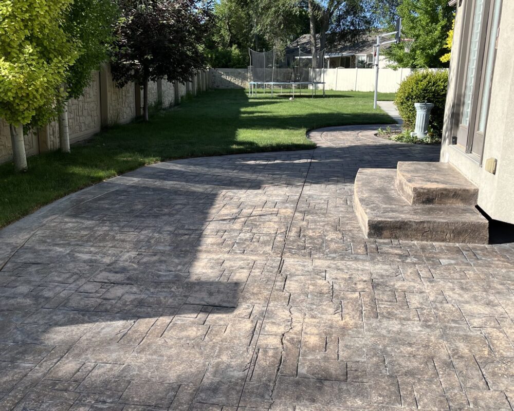 Aged, 11-year-old stamped concrete