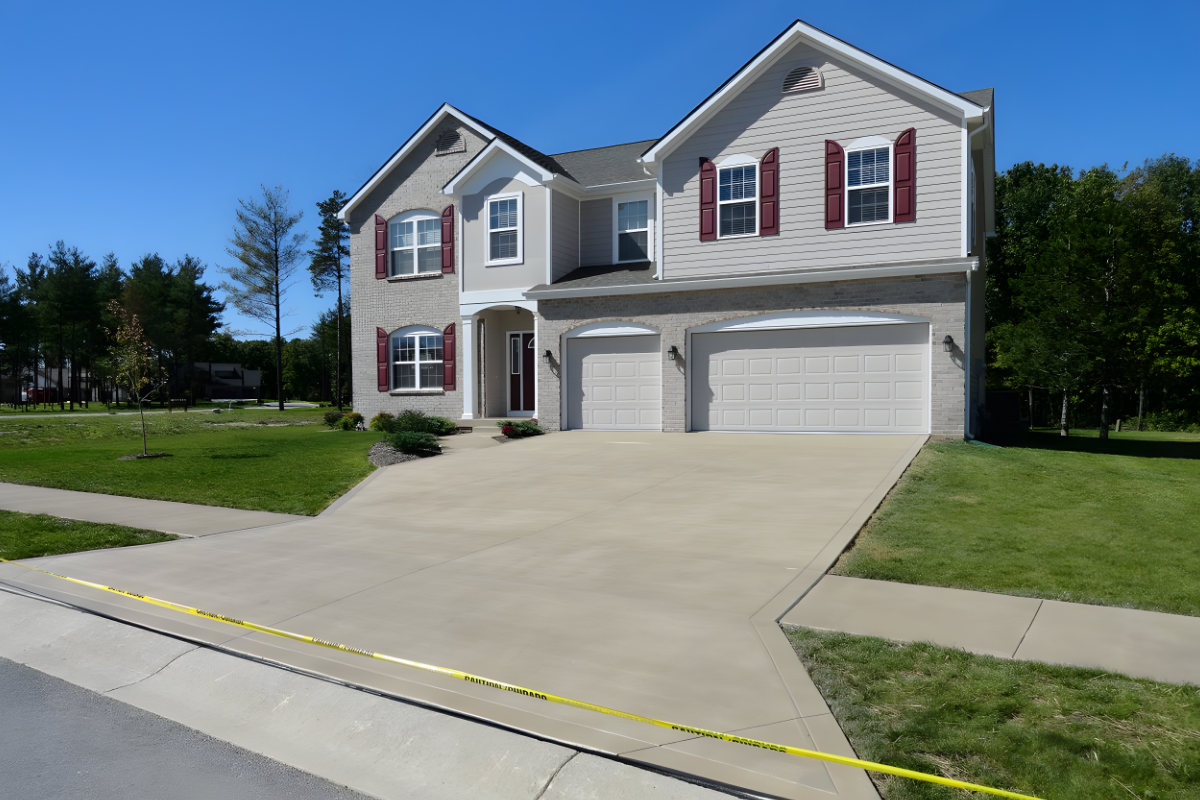 Concrete driveway enhanced with Buff EasyTint™ tinted sealer for a smooth, professional finish