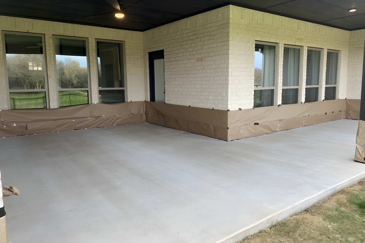 Clean and ready concrete patio, pre-stain application